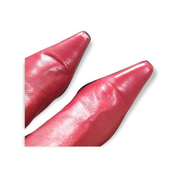 BCBG Women's Burgundy Leather High Heel Ankle Booties Point Toe Boots Size 8.5 - Picture 4 of 7